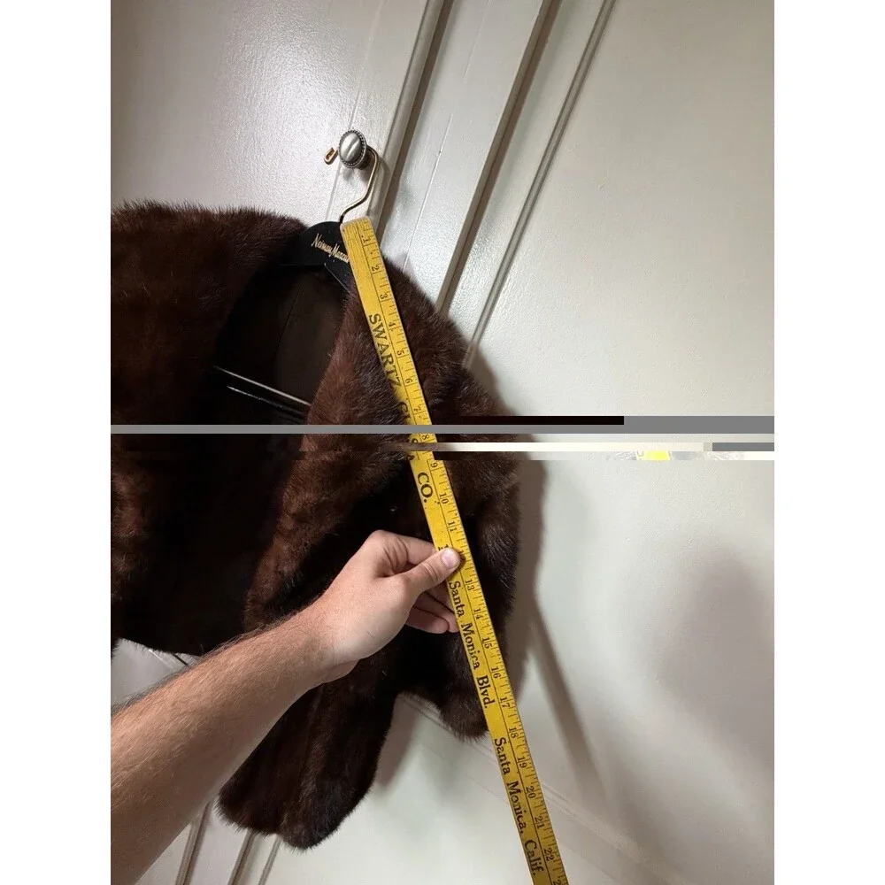 Vintage Anne Lee Gray Beverly Hills Genuine Brown Mink Fur Stole Cape Bolero
